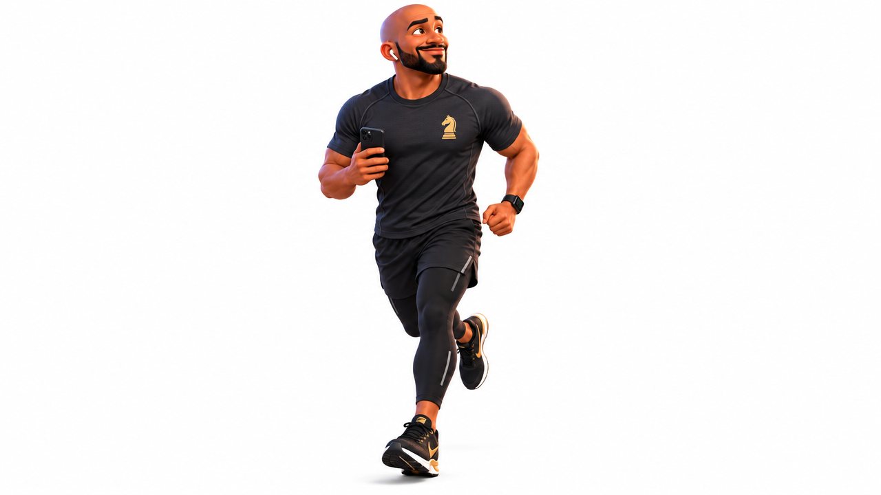 AI Omar running with his phone